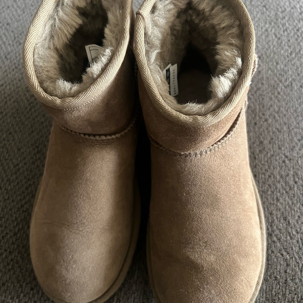 UGG Mini boots Tan/Green Suede Boots with Fur Lining